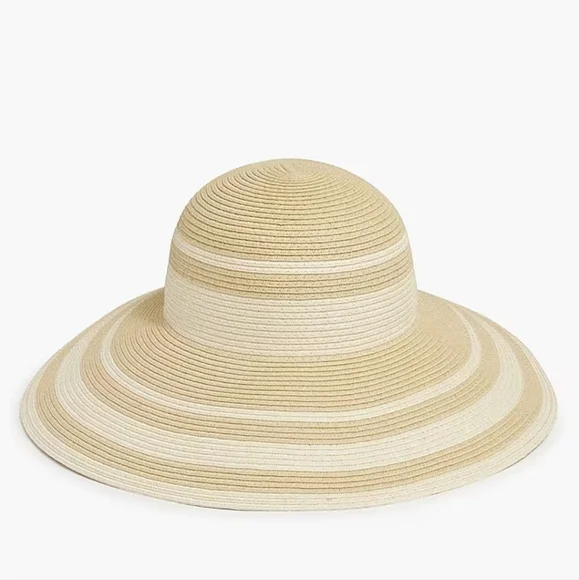 New J.Crew Striped Straw Hat
